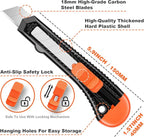 3 Pack Utility Knife Box Cutter Retractable, Compact Box Knife for Cartons, Cardboard, and Boxes, with 10 Piece 18mm Wider Snap-off Blade Razor Sharp Blade, Perfect for Office and Home Use