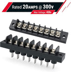 MGI SpeedWare Single Row Screw Terminal Junction Block 300V/20A, Through-Panel Barrier Strip 2-Pack (8 Screw)
