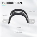 1 Inch 10 PCS 2 Holes Rubber Cushioned U Bracket Clamp, Reinforced Rigid Pipe Strap, Stainless Steel Conduit Straps Cable Clamp (25 mm) by Tavonuxt