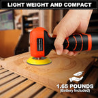 Cordless Sander, 3" Palm Sander with 16.8V 3.0Ah Li-ion Battery, 3500RPM Mini Polisher, 19 Accessories Sander Tool for Sanding/Polishing/Waxing/Cleaning