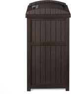 Suncast Trash Hideaway Durable Plastic Outdoor Garbage Waste Trash Can with Lid for 30 to 33 Gallon Trash Bags, Java Brown (2 Pack)