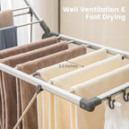 Giantex Clothes Drying Rack, 2-Layer Aluminum Foldable Laundry Drying Rack with 5-Level Adjustable Height, 21 Drying Rails, 10 Side Clips, 4 Shoe Holders, Space Saving Collapsible Laundry Drying Rack