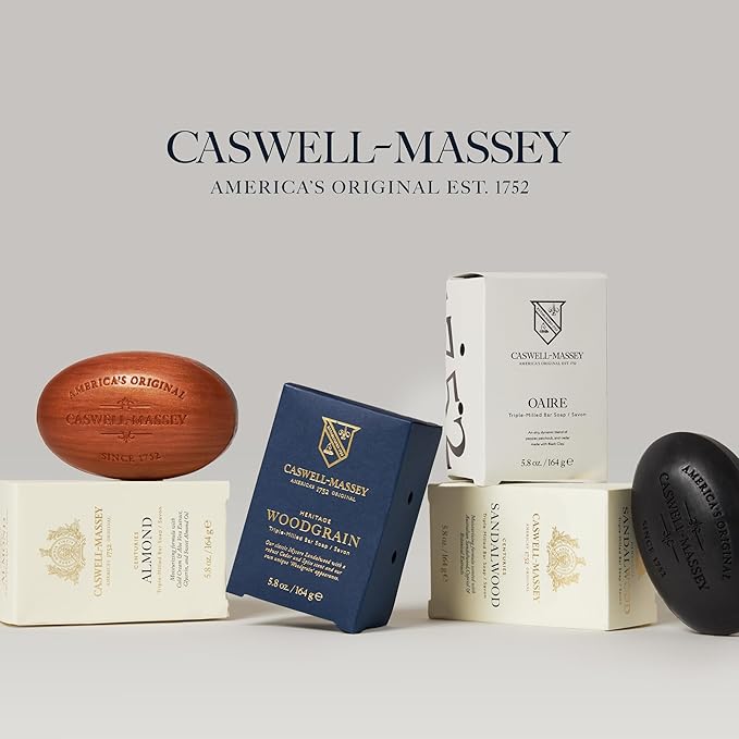Caswell-Massey Jockey Club Natural Bar Soap for Men, Moisturizing Body Soap Bar for All Skin Types, Made with Essential Oils & Plant-Based Formula for Soft Skin, Made in USA, 5.8 oz