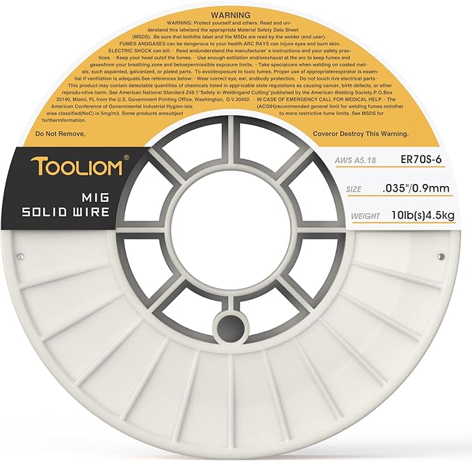 TOOLIOM ER70S-6 .035"(0.9 mm) Mild Steel MIG Solid Welding Wire on 10-Pound Spool Compatoble with TL-200M Pro and TL-250M Pro