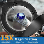 15x Magnifying Lamp with Remote & Dust Cover, Long Arm Hand Free Magnifying Glass with Light and Clamp Stand 5 Color Dimmable LED Desktop Magnifier Lamp with Light for Read Craft Hobby Close Work