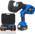 Electric Hydraulic Cable Lug Crimping Tool Range 8 AWG-800 MCM Rechargeable Crimper 12 Ton Electrical Terminal Cable Wire Fiber Crimper Kit with 13 Dies