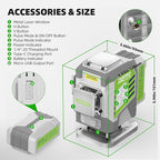 Laser Level, 3x360° Self Leveling Green Tiling Level Laser Tool, 3D Cross Line Laser Level Tool, High Accuracy Floor Laser with 8000mAh Li-ion Battery, Remote Control & Hard Carry Case