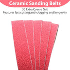 2 x 42 Inch Ceramic Grinding Belts, 36 Grit 2x42 Metal Sanding Belt, Sharpening Sander Belts for Knife Metal, 5 Pack