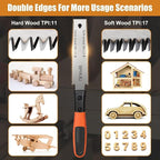 Japanese Hand Saw, 6-Inch Double-Edge Pull Saw, SK5 Flexible Blade,11/17 TPI Blade with Soft Grip Handle for Hardwood & Softwood Woodworking.