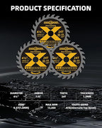 ANGELSWORD 4-1/2 Inch Circular Saw Blade, 7/8" Arbor 24T, Used on Angle Grinder for Framing, Fast Wood Cutting, 3 Pack, with 3/8"&5/8" Bushing