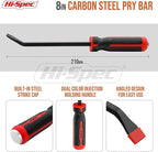 Hi-Spec 1pc Carbon Steel Pry Bar Set - 8" (0.6ft)/ 0.2m Size with Heavy Duty Striking Cap. Ergonomic Comfort Hold Handles for Home & Garage DIY Jobs