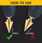 6 PCS Step Drill Bit Set with Automatic Center Punch, 1/8" to 1-3/8", High-Speed Steel Step Drill Bit for Stainless Steel, Metal, Aluminum, Copper, Wood, PVC