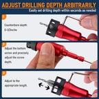Metal Countersink Drill Bit Set 9-in-1 with Depth Stop, 4 Reversible Heads & Vertical Pilot Adjustable - Hex Shank for Hardened Steel/Woodworking, Hex Key & Chamfer Tool Includ