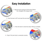 2Pcs Lever Wire Connectors, 3 in 15 Out, Push-in, Quick Wiring DIN Terminal Blocks, 0.75-2.5(4) mm², 600V 32A, 36Pcs Wire Ferrules Terminals & 6.89 Inch DIN Rail Included