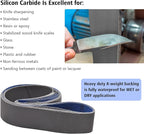2 X 72 Inch Silicon Carbide Extra Fine Grit Sanding Belts 600, 800, 1000 Grits, 2x72 Grinding Belts for Knife Sharpening, 6 Pack Assortment