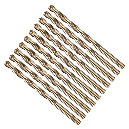 Drill Bit, #6 Cutting Diameter, 4341 HSS Gold Finish 135° Cutting Angle Number Jobber Bits - (Applications: for Drilling Soft Metal Plastic Wood), 10-Pieces