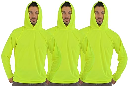 Breathable Work Long Sleeve Sun Shirt Hoodie, Sun Protection Shirts Quick Dry Hooded, Mens Construction Shirts with Hood Lightweight Yellow 4XL