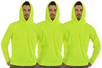 Breathable Work Long Sleeve Sun Shirt Hoodie, Sun Protection Shirts Quick Dry Hooded, Mens Construction Shirts with Hood Lightweight Yellow M