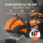 VEVOR Electric Concrete Saw, 16 in, 3200 W Motor Circular Saw Cutter with Max. 6 in Adjustable Cutting Depth, Wet Disk Saws Cutter Includes Water Line, Pump and Blade, for Stone, Brick