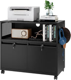 Mobile Filing Cabinet with Lock,Metal Lateral File cabinets Printer Stand with Storage Cabinets for Home Office,A4/F4/Letter (Black)