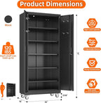 Metal Garage Storage Cabinet with Pegboard, 71''H*32" W*16" D Rolling Tool Cabinets on Wheels with 5 Adjustable Shelves for Garage Home Warehouse Utility Room, Assembly Required,Black