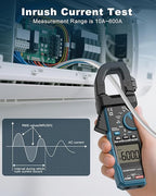 Clamp Meter DURFICST Digital Inrush Clamp Multimeter AC/DC 600A 6000 Counts Amp Voltage Tester with VFD, LOZ Mode，Measures AC/DC Current Voltage NCV Temperature Resistance Capacitance Frequency