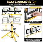 21000 Lumen LED Work Light with Stand -3 Head Portable Work Light 6500 Kelvin Color IP66 Waterproof Tripod Worklights for Job Site Workshop Garage Construction Site Lighting (3-Head)