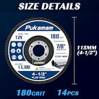 14 Pack of Flap Discs 4 1/2 for Angle Grinder Grit 180 Type 29 Zirconia Grinding Wheel for Wood Metal Sanding
