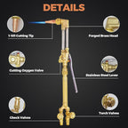 Oxy-Fuel Cutting Torch, Cutting Welding And Heating Outfit With Check Valve, 1-101 Cutting Tip, Welding Nozzle And MFA Heating Nozzle, Cutting Attachment CA2460 Torch Handle, Welding Torch