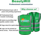 BeautyWill Custom Logo 10/20 Pack Safety Vest Class2 High Visibility Vest with Pockets Breathable Construction Vest Bulk