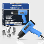 SEEKONE Heat Gun, 1800W Heavy Duty Hot Air Gun Kit Dual-temperature Setting 572℉&1112℉, Hot Heat Gun with Overheat Protection, 4 Nozzles Included, for Shrinking PVC, Stripping Paint, Crafts (5.2ft)