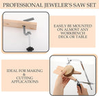 Lasnten 3 in 1 Professional Jeweler's Saw Set Saw Frame Adjustable with 144 Blades Wooden Bench Pin Clamp Set V-slot Bench Pin Jewelers Versatile Tools for Precise Jewelry Making DIY Wood Metal