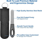 Metal Nail File with Case, 2 Pack Keychain Nail Files for Natural Nails, Fingernail Files Diamond Round Tip Stainless Steel Double Sided Fine Grit Sapphire Filer with Leather Sheath Travel Black
