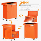 INTERGREAT Tool Chest Cabinet, 5-Drawer Rolling Tool Chest with Detachable Top Tool Box, Tool Chests with Universal Lockable Wheels, Metal Tool Cart for Garage, Workshop, Barbershop(Orange)