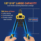 13" Rivet Gun, Rivet Gun Kit with 5 Pcs Rivets, 3 Nosepieces Manual Hand Pop Rivet Gun(1/8", 5/32", 3/16"), Heavy Duty Rivet Tool for Metal, Aluminum, Stainless Steel