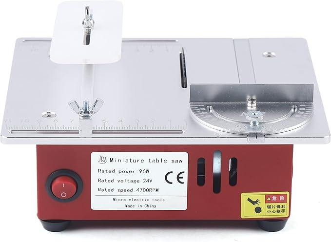 Electric Table Saw Cutter, Small Cutting Machine with Scaled Plate, 0-90° Cutting Portable Woodworking Table Saw for DIY Handmade Wooden Model Crafts Plastic Wood Glass Stone, Top Cut Off Sliding Saw