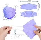 KN95 Face Masks for Adults 50 Pack, Individually Wrapped, 5-Ply Purple Disposable Face Mask Against PM 2.5 Smoke & Dust, Filtration Efficiency 95%