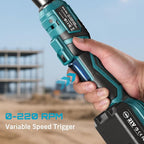 Seesii Cordless Electric Ratchet Wrench: 50Nm Torque 220RPM, 1/4" Power Ratchet Set w/ 2×2.0Ah Batteries, 5 Sockets, Fast Charger, 3" Extension, Carrying Bag - for Auto Repair, DIY, Motorcycle