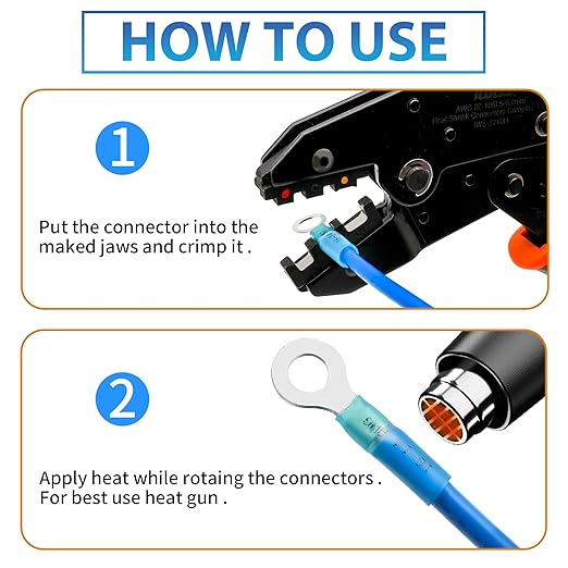 180Pcs Heat Shrink Wire Connectors Kit - Waterproof Marine Automotive Battery Electrical Crimp Terminals Set, Ring Fork Spade Butt Splices