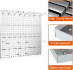 TORACK Metal Pegboard Wall Organizer 24" x 24" or 12" x 48", 70PCS Tools Storage Pegboard for Garage Peg Board Tool Organizer Board with Hooks for Workbench(Grey)