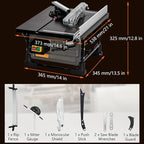 8-inch Table Saw for Jobsite, 6.7-Amp Copper Motor, Cutting Speed up to 3576RPM, 24T Blade, Compact Portable Table Saw Kit, with Sliding Miter Gauge DIY Woodworking and Furniture Making, Grey
