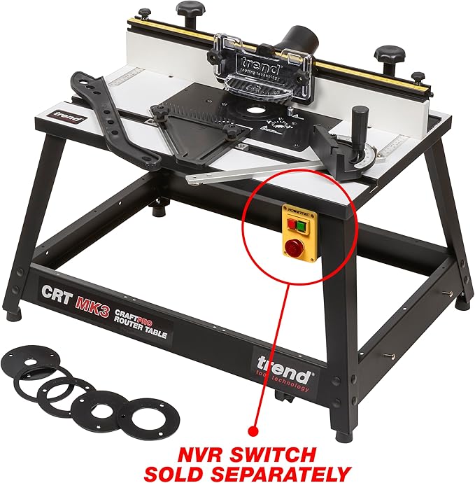 Trend Portable Benchtop Router Table with Robust Construction for Workshop & Site Use, 120V (NVR Switch Not Included), CRT/MK3