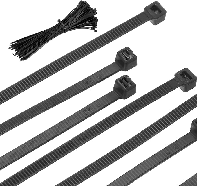 PATIKIL Cable Zip Ties 10 Inch, 100 Pcs Self-Locking Nylon Wire Tie Wraps Heavy Duty Cord Management with 50 lbs Tensile Strength for Indoor and Outdoor, Black (0.2"W)
