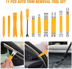 GOOACC 11PCS Trim Removal Tool Kit, Metal & Nylon Pry Tools Set for Car Door Panel, Dashboard, Audio, Clips, Fastener Remover w/Storage Box – Yellow