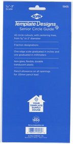 ALVIN, TD435, Senior Circle Guide Template, Drawing and Drafting Tool for Architects, Artists and Drafters - 42 Circles, 5 x 8 x .030 Inches