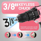 COMOWARE 171Pcs Pink Home Tool Kit with Drill, 20V Cordless Power Drill Combo Set, Complete Household Repair Tools for Men & Women in Garden, Office, DIY Projects