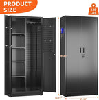 Aobabo Metal Cleaning Tool Storage Cabinet with Lockable Door, 13 Hooks and Towel Racks, Broom Closet Storage Cabinet for Janitorial Supplies, 61.61" H×27.55" W×13.77" D, Assembly Required, Black