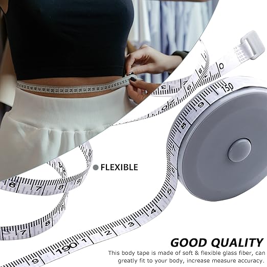 6 Packs Retractable Tape Measure + 2PCS Soft Measuring Tape for Body Measurements(60-Inch), Premium Sewing Tape Double Scale Vinyl Ruler for Weight Loss Medical Tailor Fabric Cloth Knitting Craft