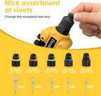 Rivet Gun, 1/4 Pop Rivet Gun Kit with 200 Blind Rivets, 5 Interchangeable Rivet Heads (3/32", 1/8", 5/32", 3/16", 1/4"), Heavy Duty Hand Riveter Tool for Metal, Gutter & Automotive
