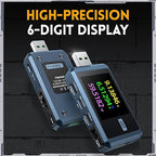 FNIRSI USB Tester 4-24V 6.5A LCD USB A&C Voltage Current Power Display Multimeter with App Software, Fast Charge Detection Trigger, PD2.0/PD3.0,QC2.0/QC3.0, CNC Metal Shell